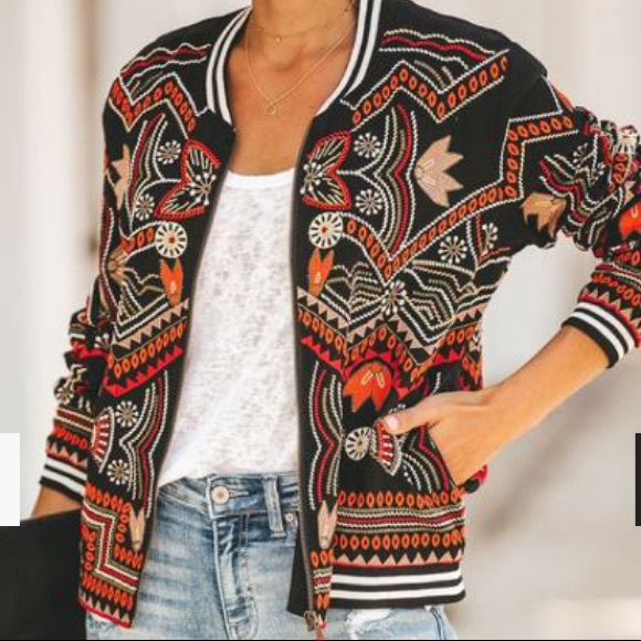 Embroidered Bomber Jacket - Picture 2 of 8